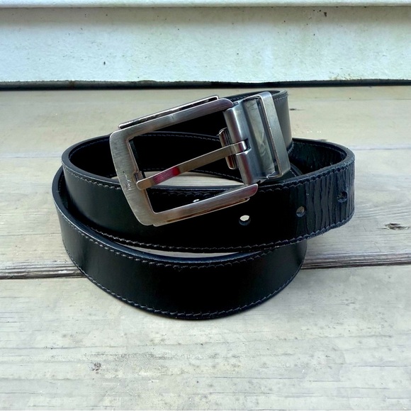 Salvatore Ferragamo silver buckle black leather belt - Picture 1 of 12